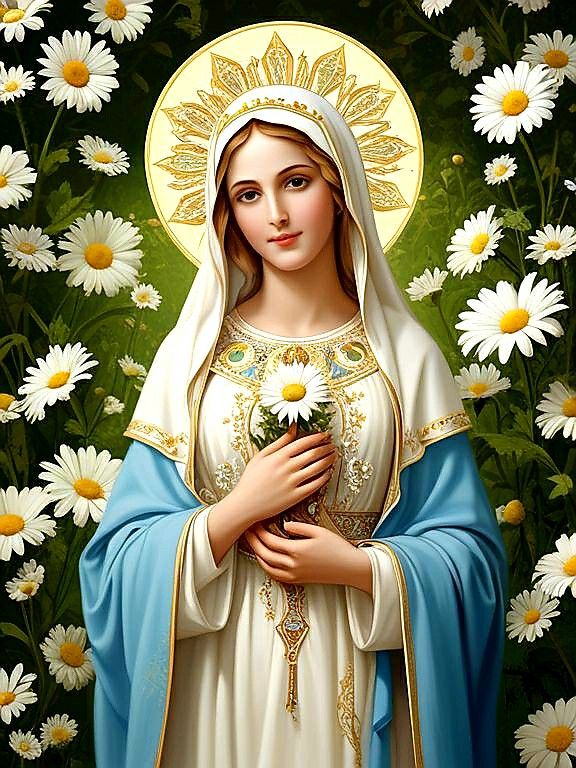 Maria mit Blumen