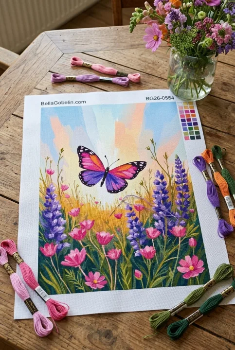 Farbenprächtiger Schmetterling auf einer Blumenwiese