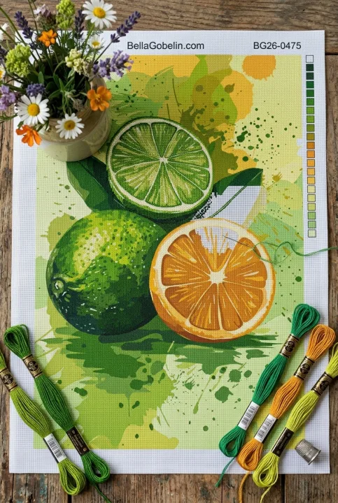 Erfrischende Zitrusfrüchte im Aquarell-Stil für Gobelin