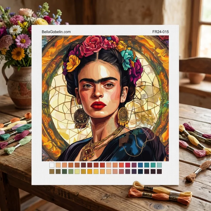 Frida Kahlo Porträt im Stil von Alphonse Mucha – FR24-015