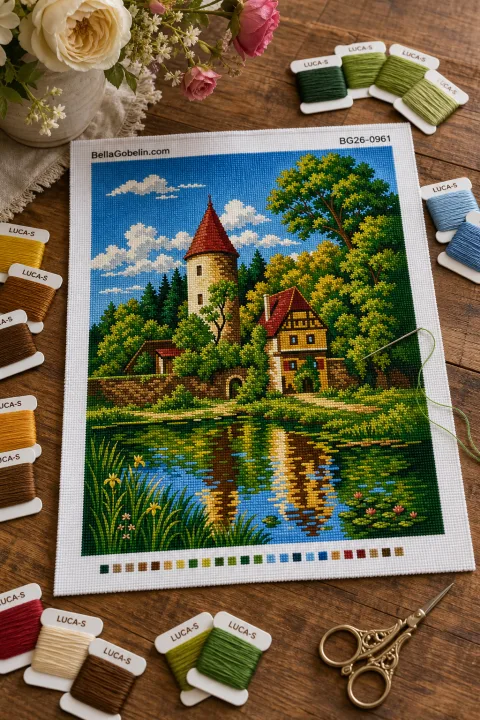 Wachturm am Ufer des Sees