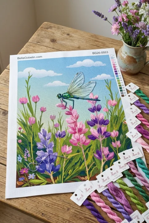 Libelle auf einer Blumenwiese
