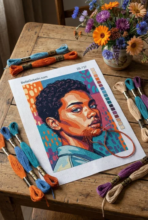 Wunderschöne afroamerikanische Frau mit blauen Augen