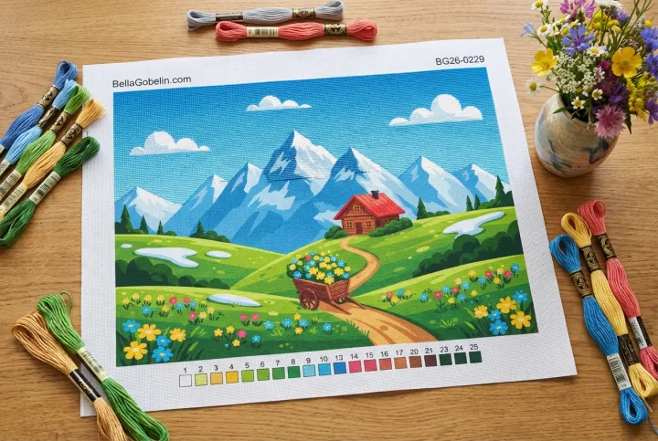 Alpenlandschaft mit Blumen – BG26-0229