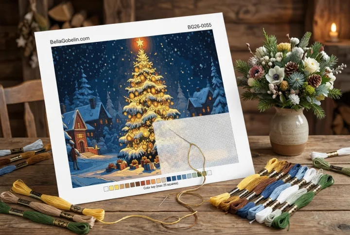Weihnachtlicher Weihnachtsbaum in einer Winterlandschaft