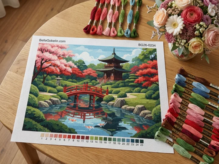 Japanischer Garten Brücke und Pagode
