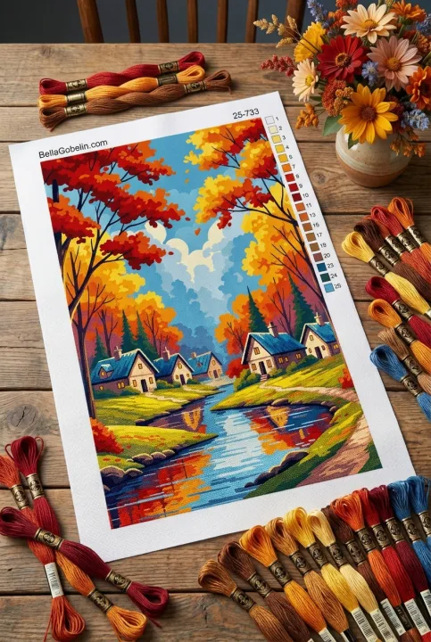 Herbstliche Landschaft im Walddorf