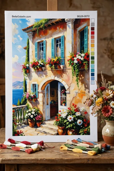 Mediterranes Haus mit Blumen