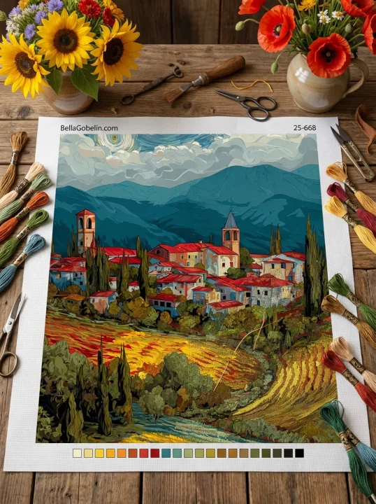 Italienische Landschaft im Van Gogh-Stil