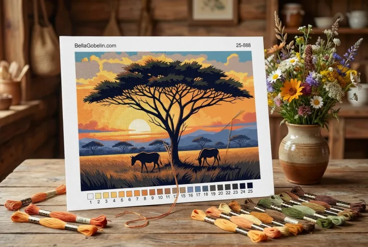 Sonnenuntergang in der Steppe