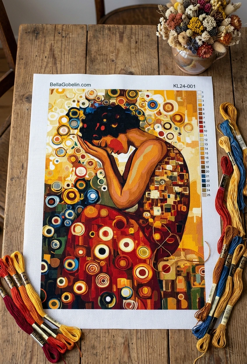 Klimt-Stil: Die trauernde Frau