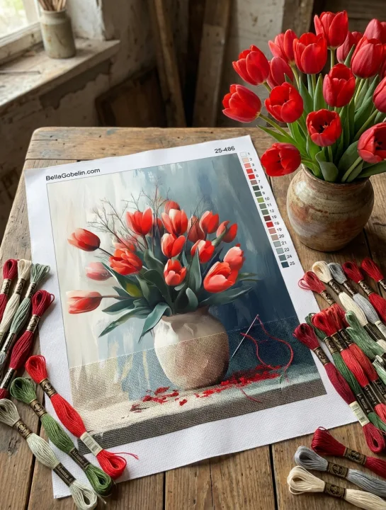 Rote Tulpenstrauß