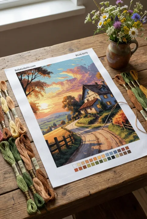 Landschaft bei Sonnenuntergang