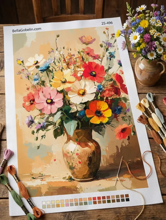 Buntes Blumenstrauß in der Vase
