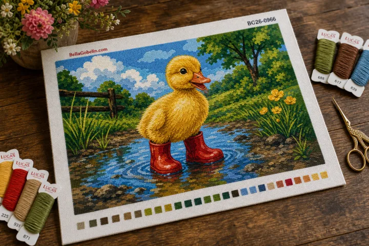 Kleines Entchen in roten Stiefeln