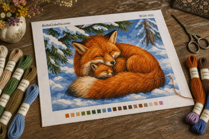 Fuchsfamilie im Schnee