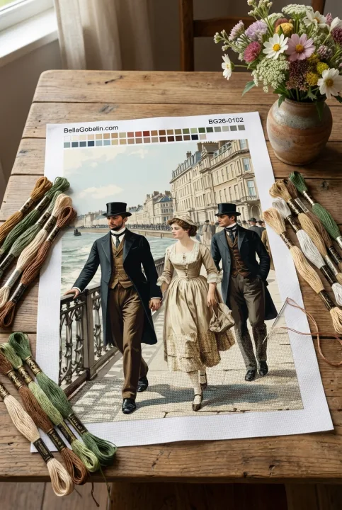 Eleganter Pärchen beim Spaziergang am Meer
