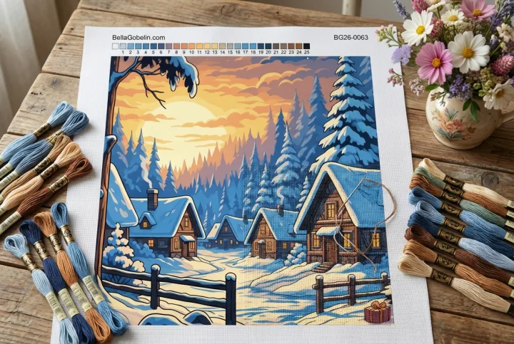 Winzige Winter-Dorfweihnacht