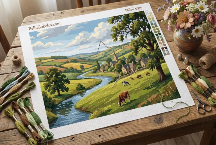 Englische Landschaft mit Fluss