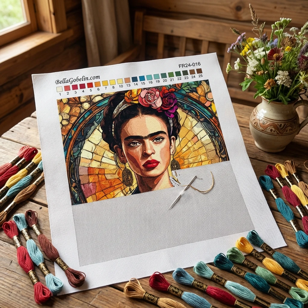 Frida Kahlo Porträt im Stil von Alphonse Mucha – FR24-016
