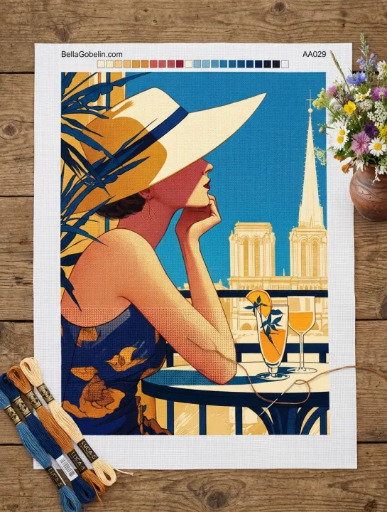 Hut tragende Dame mit Cocktail