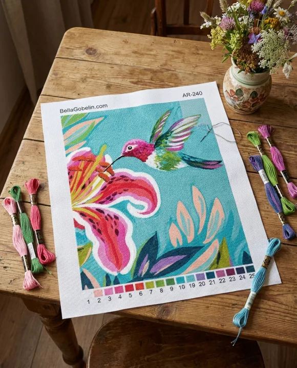Kolibri mit Blumen