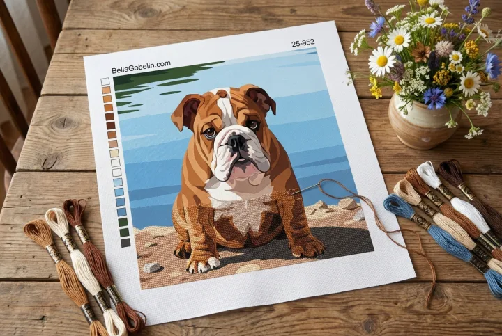 Englischer Bulldog am See – 25-952