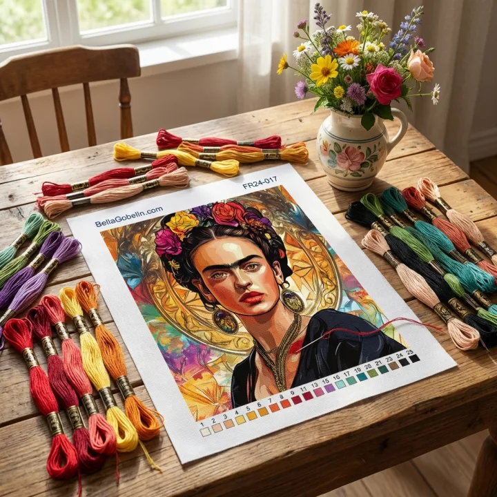 Frida Kahlo Porträt im Stil von Alphonse Mucha – FR24-017