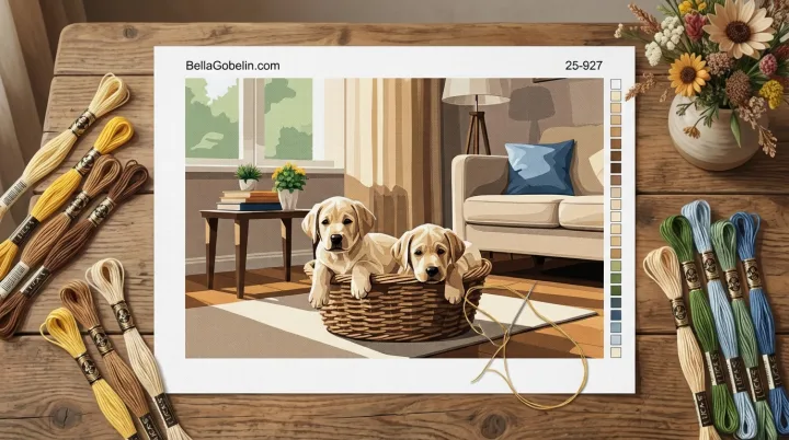 Labrador-Welpen im Wohnzimmer – 25-927