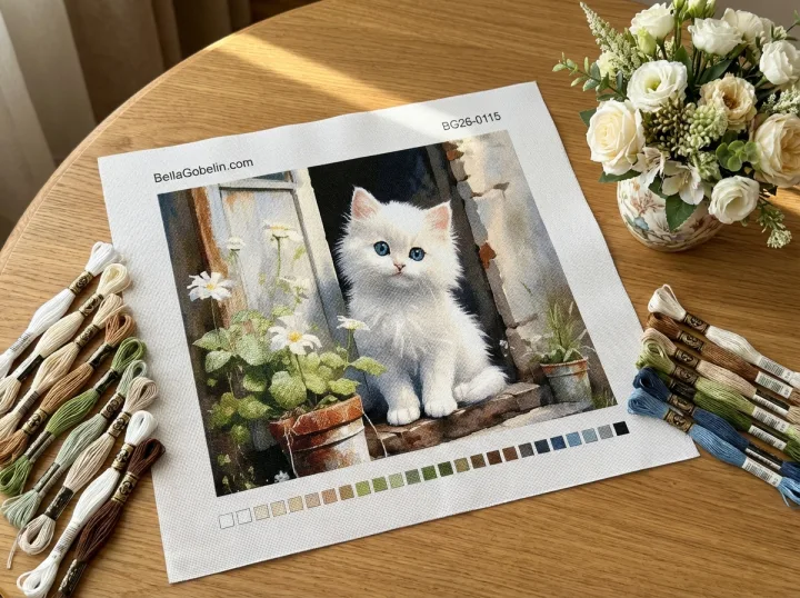 Katze mit Blumenmuster