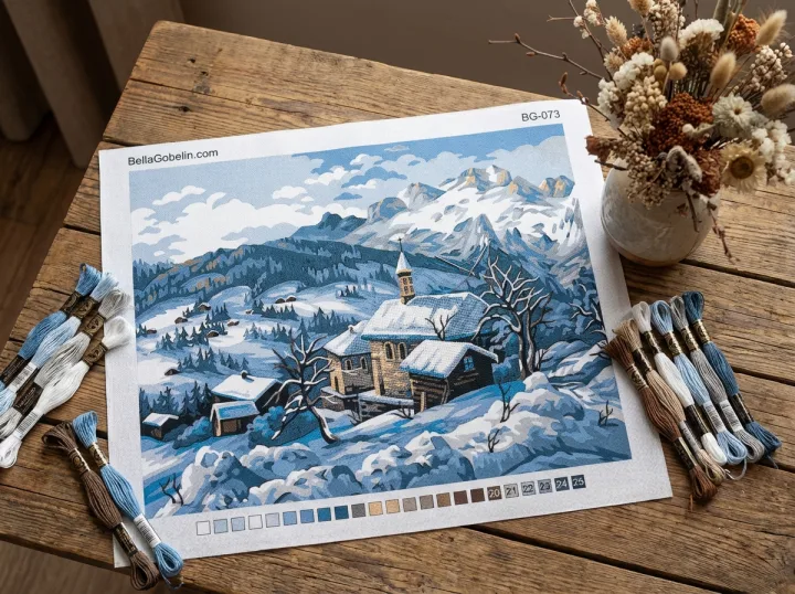 Winterlandschaft um das Dorf herum