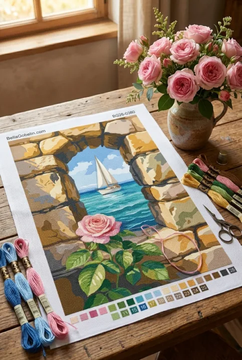 Seelandschaft mit Rose