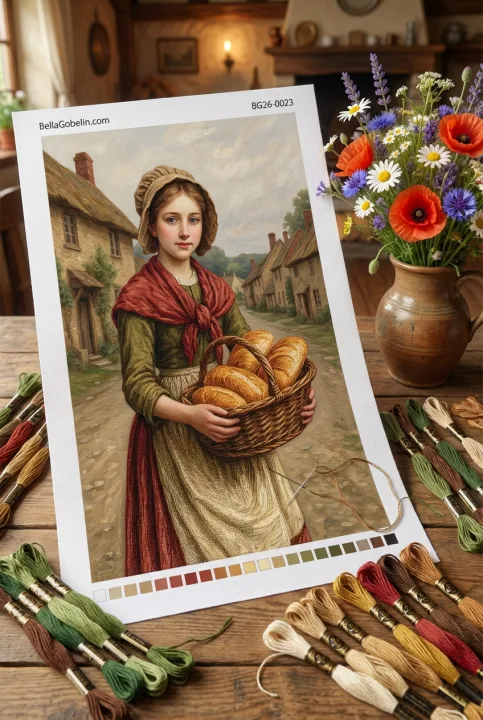 Mädchen mit Brot in ländlicher Umgebung