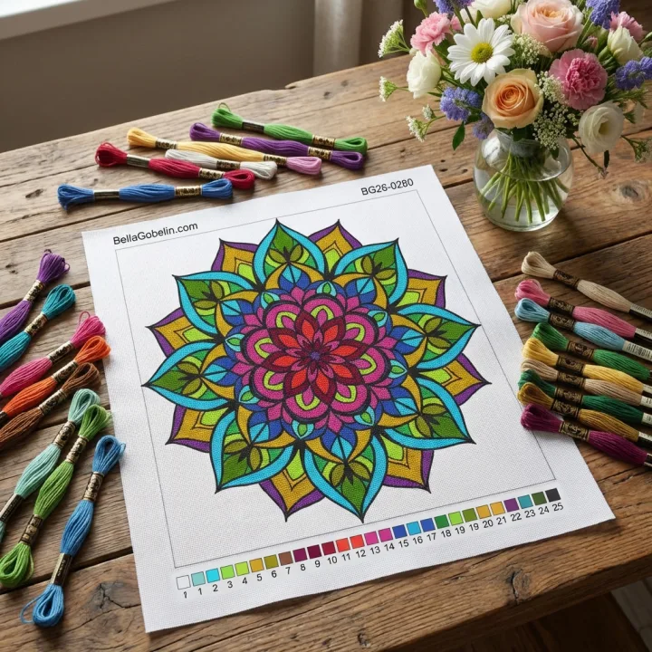 Buntes Mandala-Muster, florales Muster – BG26-0280