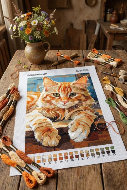 Orangefarbenes Katzenporträt – BG26-0283