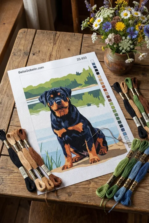 Hundeporträts - Rottweiler am See