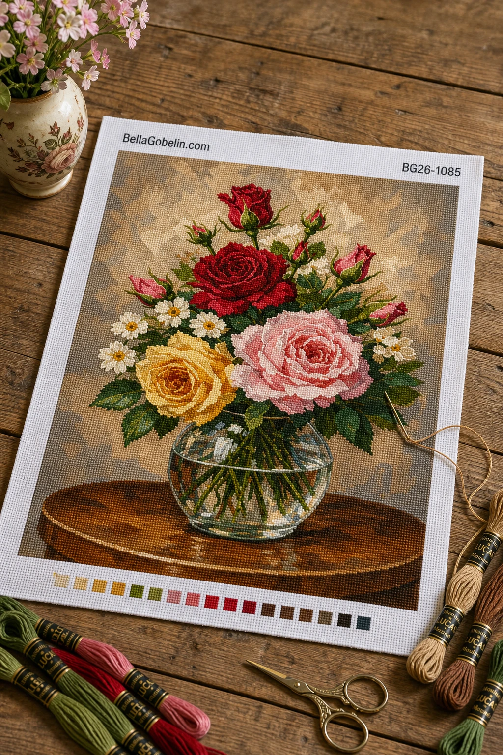 Rosenstrauß in einer Glasvase