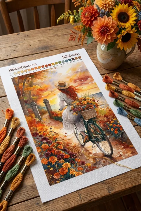 Herbstlandschaft mit Fahrrad