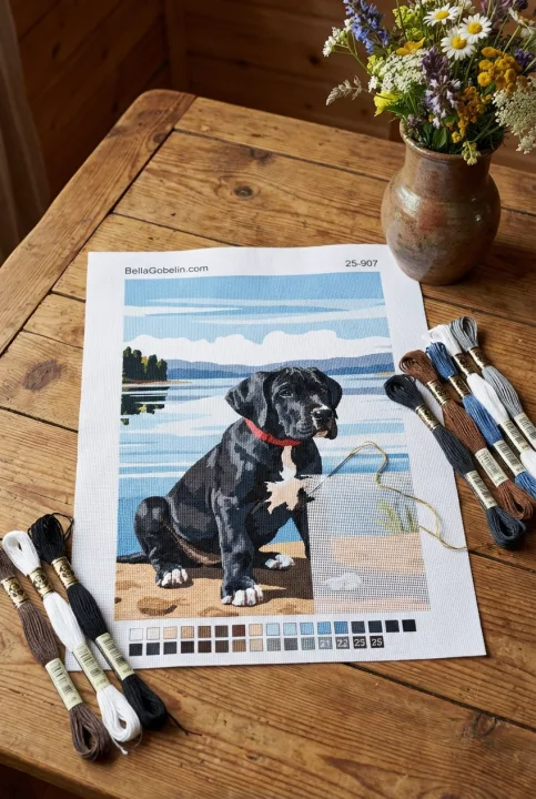 Hundeportrait – Deutsche Dogge Welpe am See – 25-907