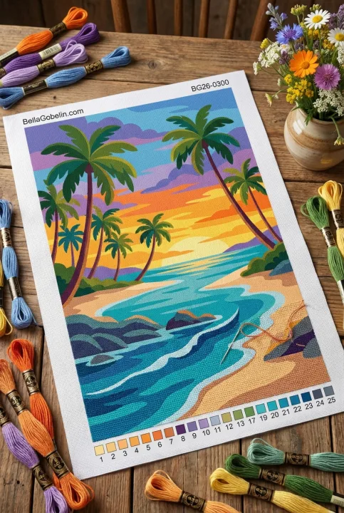 Tropischer Strand mit Palmen – BG26-0300