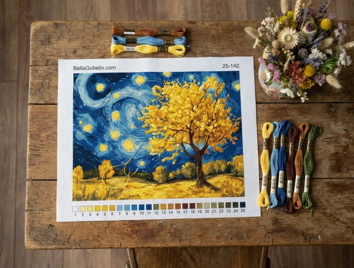 Abendlandschaft im Stil von Van Gogh