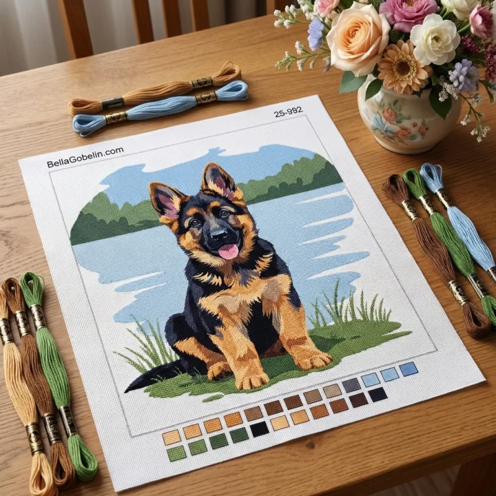 Hundeportrait – Deutscher Schäferhund Welpe am See