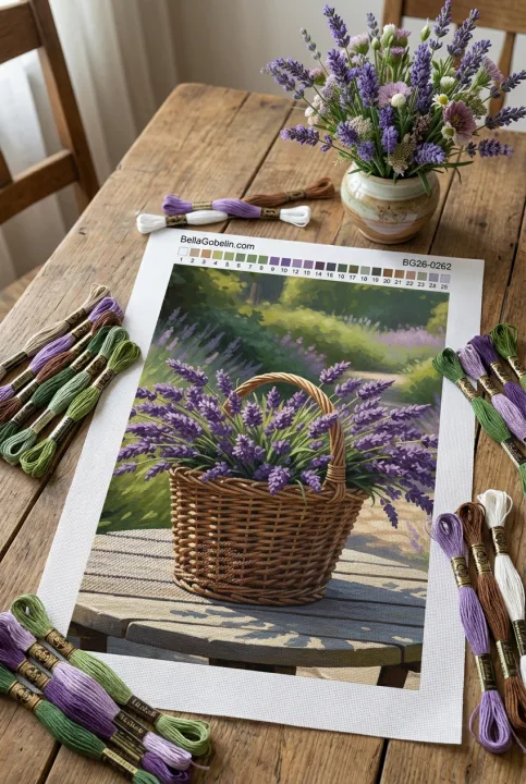 Lavendel im Korb, Landschaft