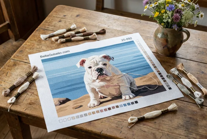 Hundeporträt – Englische Bulldogge am See – 25-892