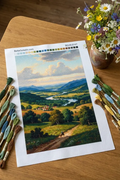 Idyllische Landschaft mit Fluss