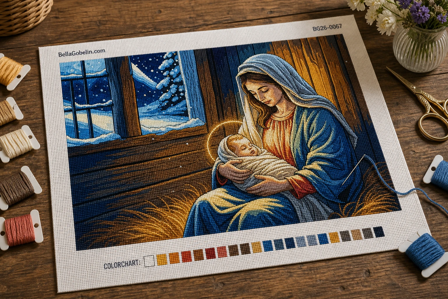 Illustration: Die Jungfrau Maria mit dem kleinen Jesus