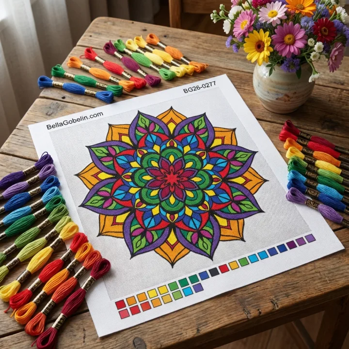 Buntes Mandala-Muster, florales Muster – BG26-0277