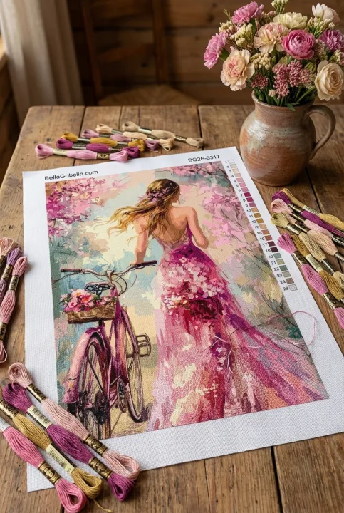 Blumenkleid mit Fahrrad