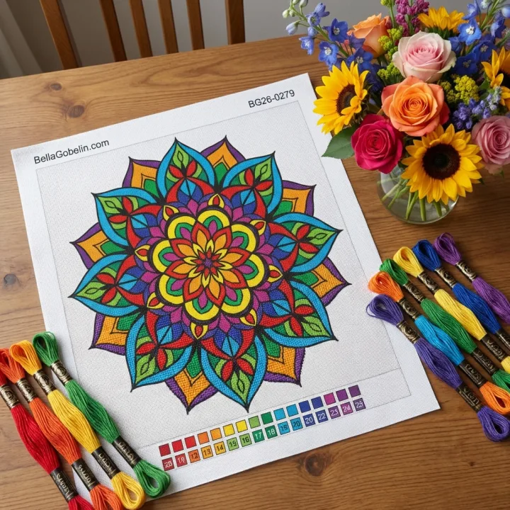 Buntes Mandala-Muster, florales Muster – BG26-0279