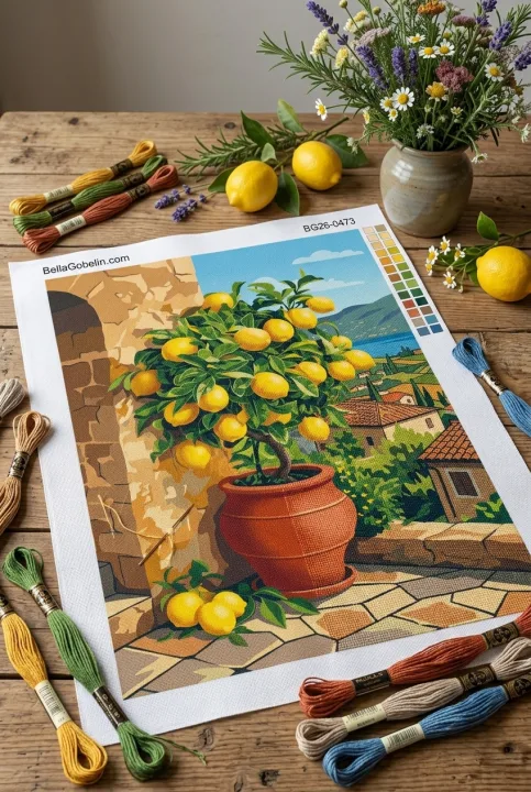 Zitronenbaum auf einer mediterranen Terrasse